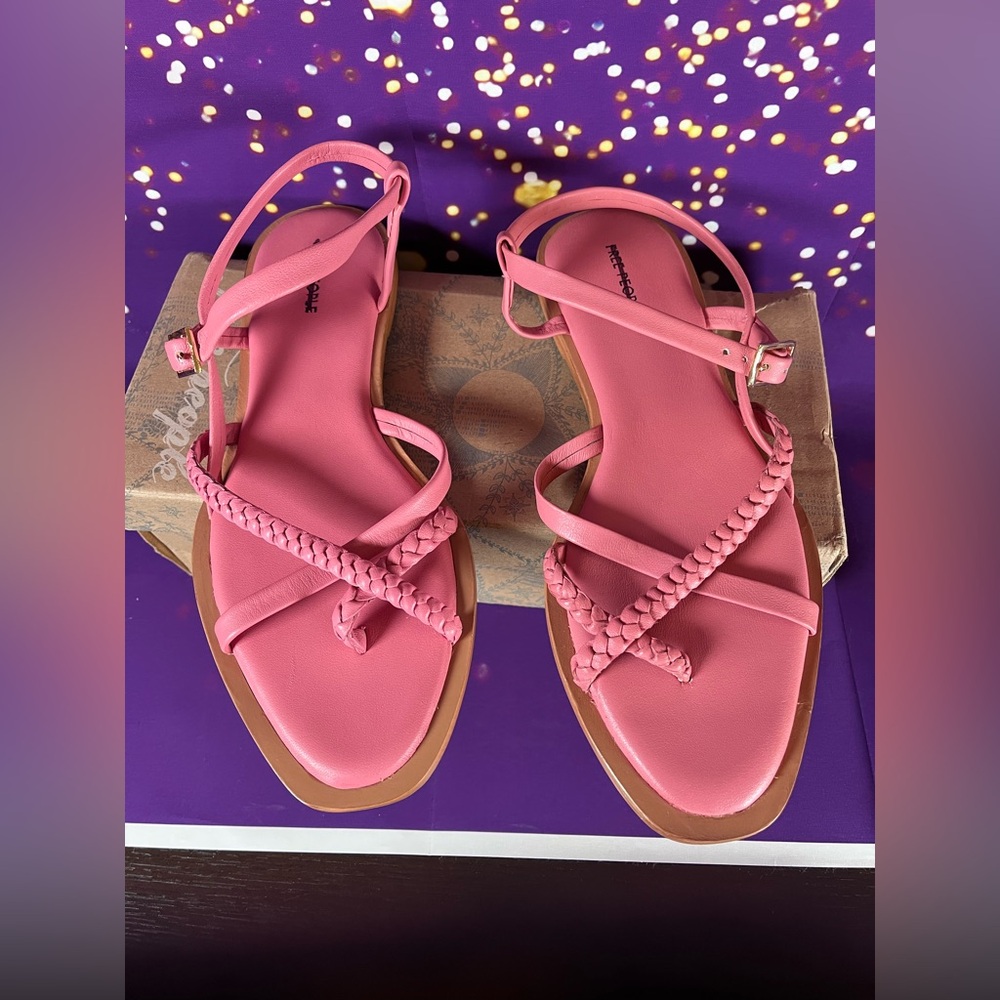 Free People Pink Braided Sandals
